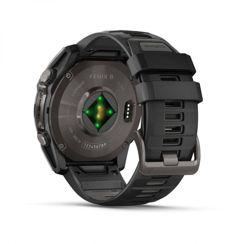 Умные часы Garmin FENIX 8 51 мм Amoled Sapphire Carbon Gray DLC Titanium with Black/Pebble Gray Silicone