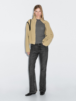 Massimo Dutti Расклешенные джинсы с высокой посадкой, маренго