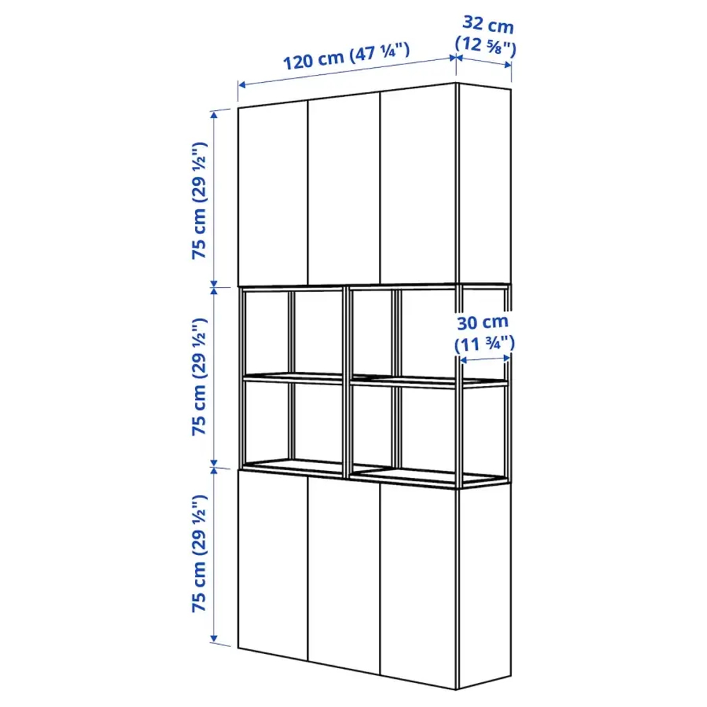 Комбинация - IKEA ENHET/ЭНХЕТ ИКЕА, 225х32х120 см, белый