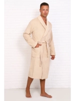 Халат мужской махровый "Элит" с воротником шалькой, цвет: 022-Бежевый