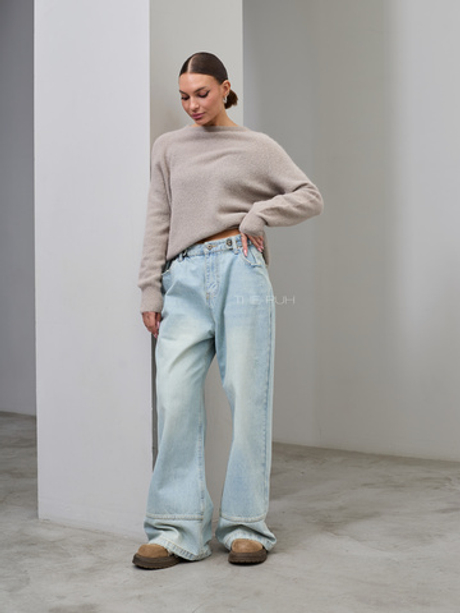 Голубые широкие джинсы-трансформеры