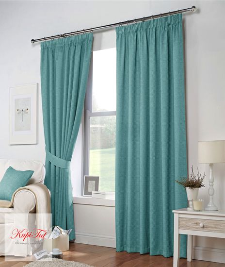 Длинные шторы. Тоскана (бирюзовый) рогожка.