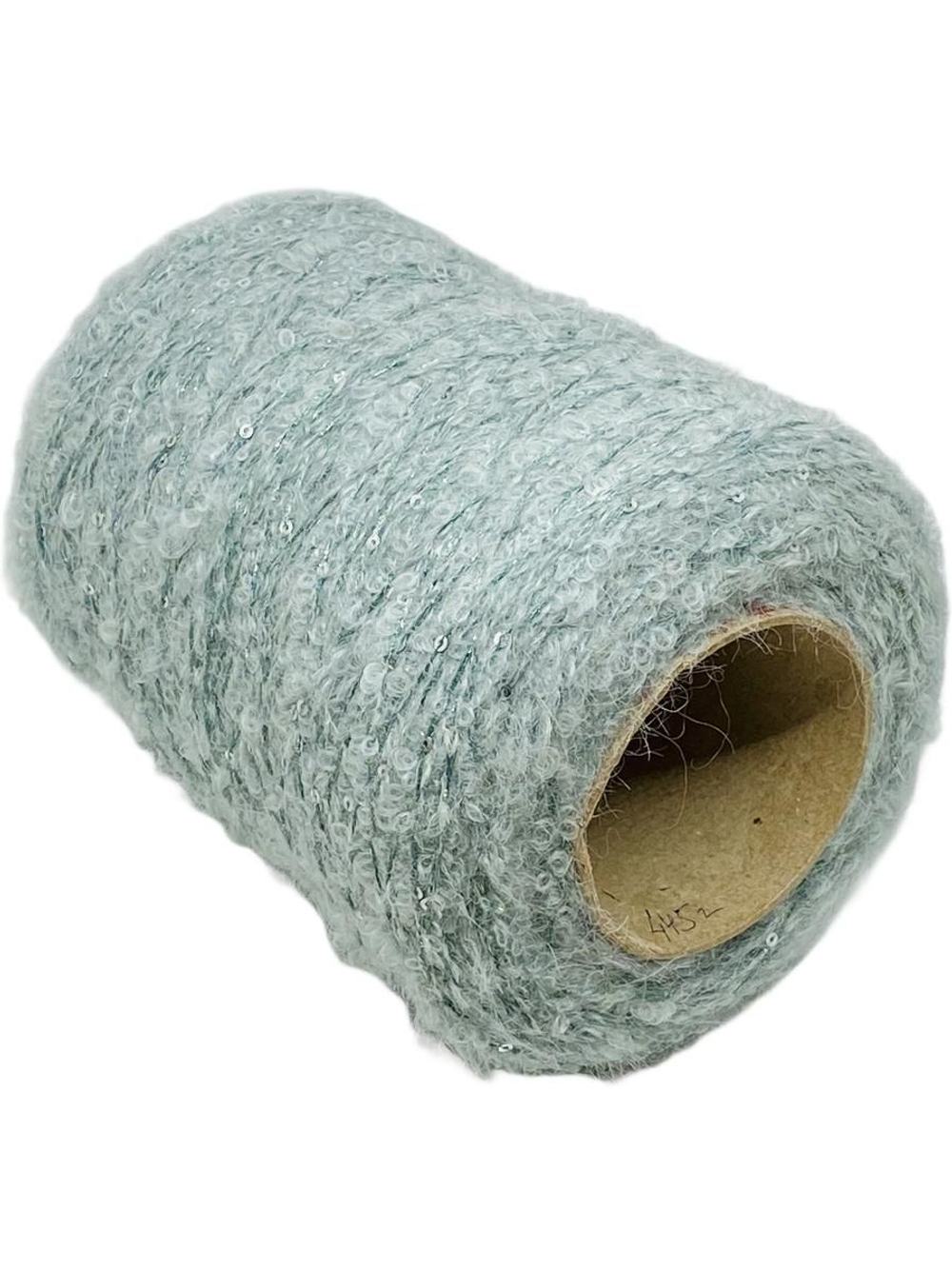 Пряжа на бобине (Италия) 25%Мохер 25% шерсть мериноса 48% п/а 2% пайетки 100г-400м 420г