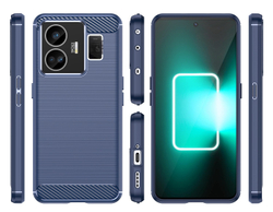 Мягкий чехол синего цвета для телефона Realme GT Neo 5, серии Carbon (дизайн в стиле карбон) от Caseport