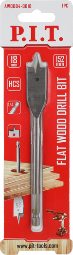 Сверло по дереву перовое PIT 18x152мм(AWOD04-0018)