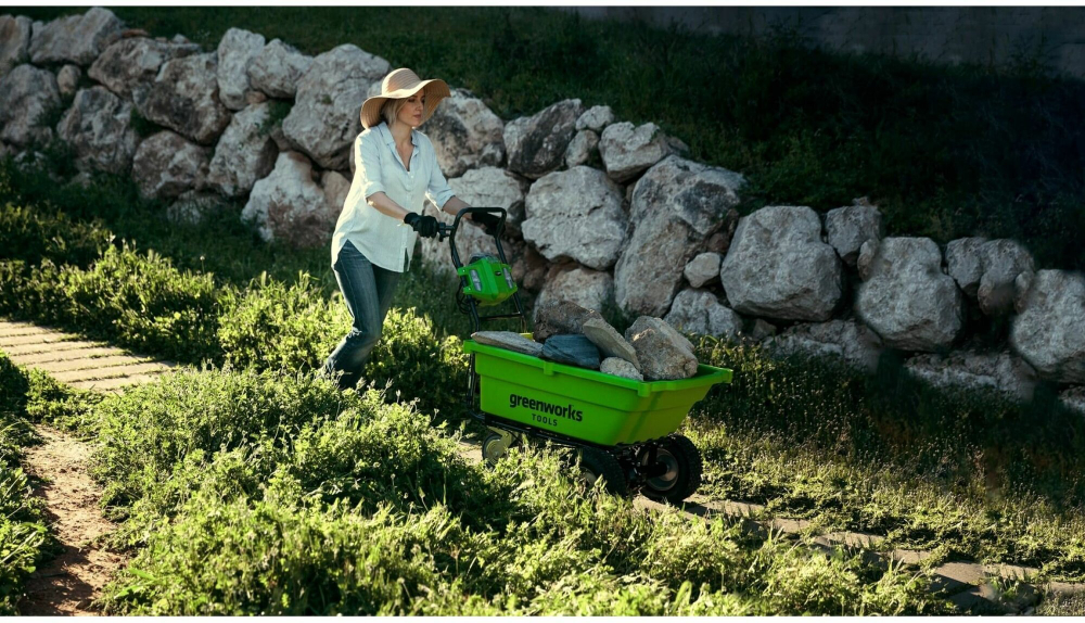 Тележка садовая аккумуляторная самоходная GREENWORKS G40GC 40В,106л,без АКБ и ЗУ (7400007)