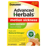 Dramamine, Advanced Herbals™ от токсикоза, не вызывает сонливости, 18 капсул (500 мг в 1 капсуле)