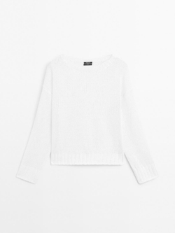 Massimo Dutti Свитер из 100% льна, белый