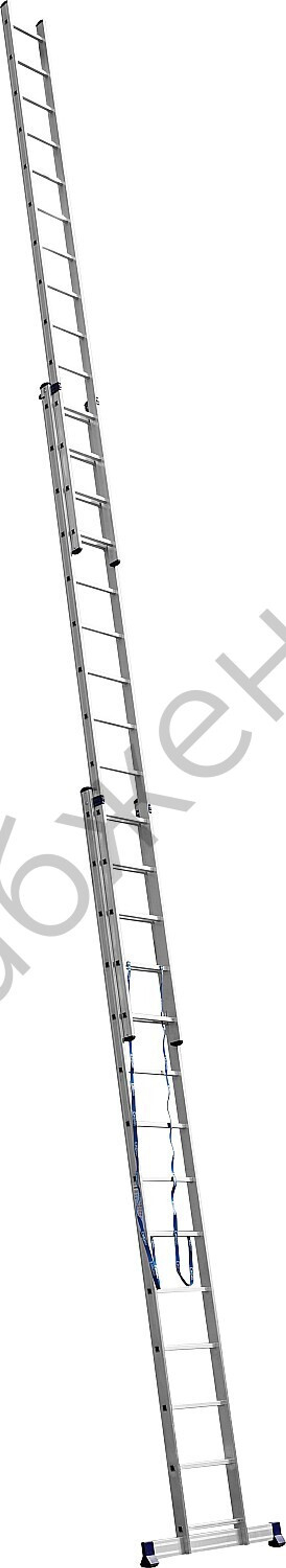 СИБИН 14 ступеней, со стабилизатором, алюминиевая, трехсекционная лестница (38833-14)