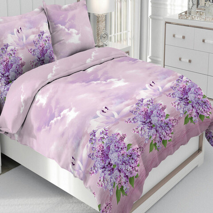 Комплект постельного белья "ВЛ. ЛЕБЕДИ НА ЗАКАТЕ", бязь, 100% хлопок, Россия.