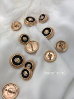 Пуговицы золотистые с розой и черной серединкой