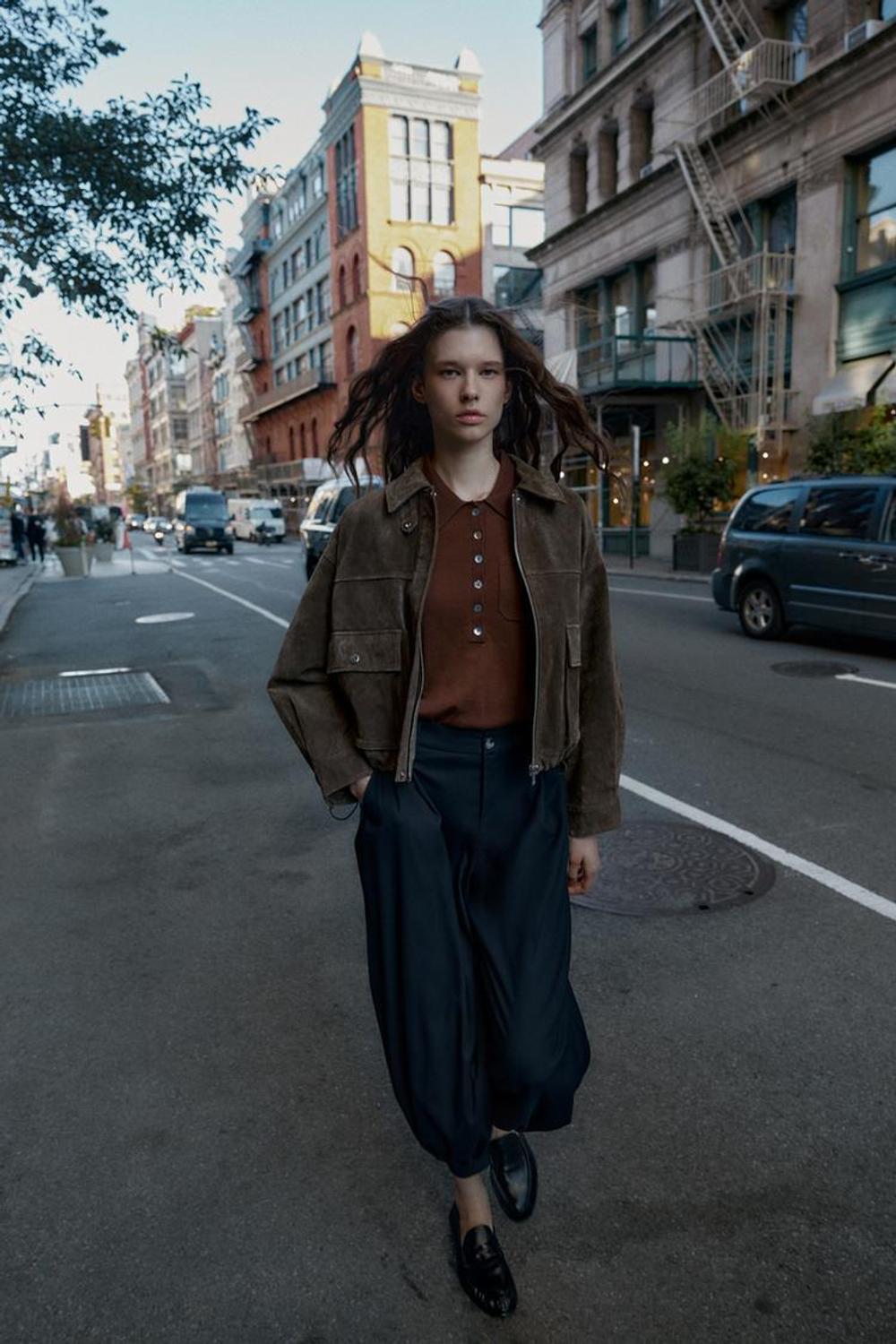 ZARA БАЗОВОЕ ПОЛО ИЗ СМЕСОВОЙ ШЕРСТИ, ШОКОЛАДНЫЙ