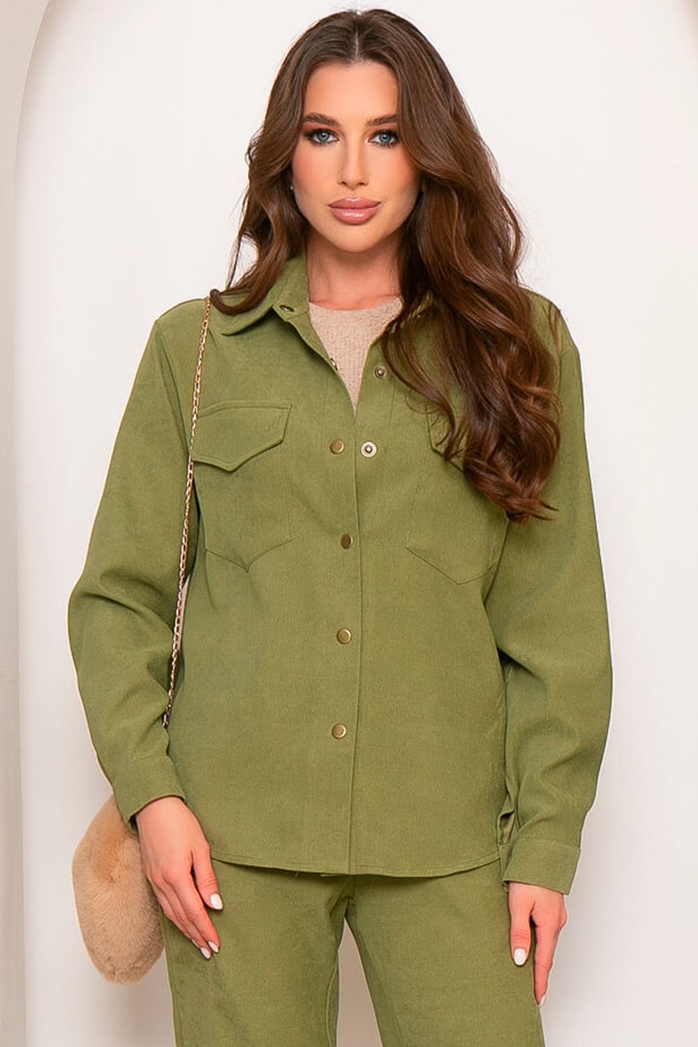 Рубашка "На пульсе моды" (светлый хаки) Б4563 LT Collection (Акция)