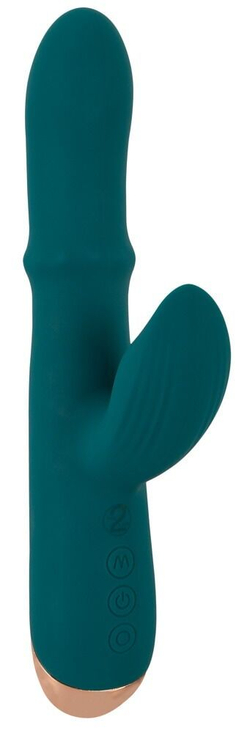 Зеленый вибратор-кролик с подвижным кольцом Thumping Rabbit Vibrator - 22,7 см.