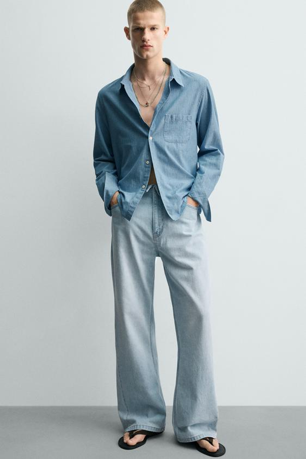 ZARA ДЖИНСЫ FLARED FIT, ГОЛУБОЙ