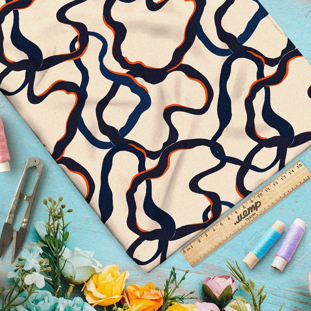 Ткань блэкаут нейрографические узоры