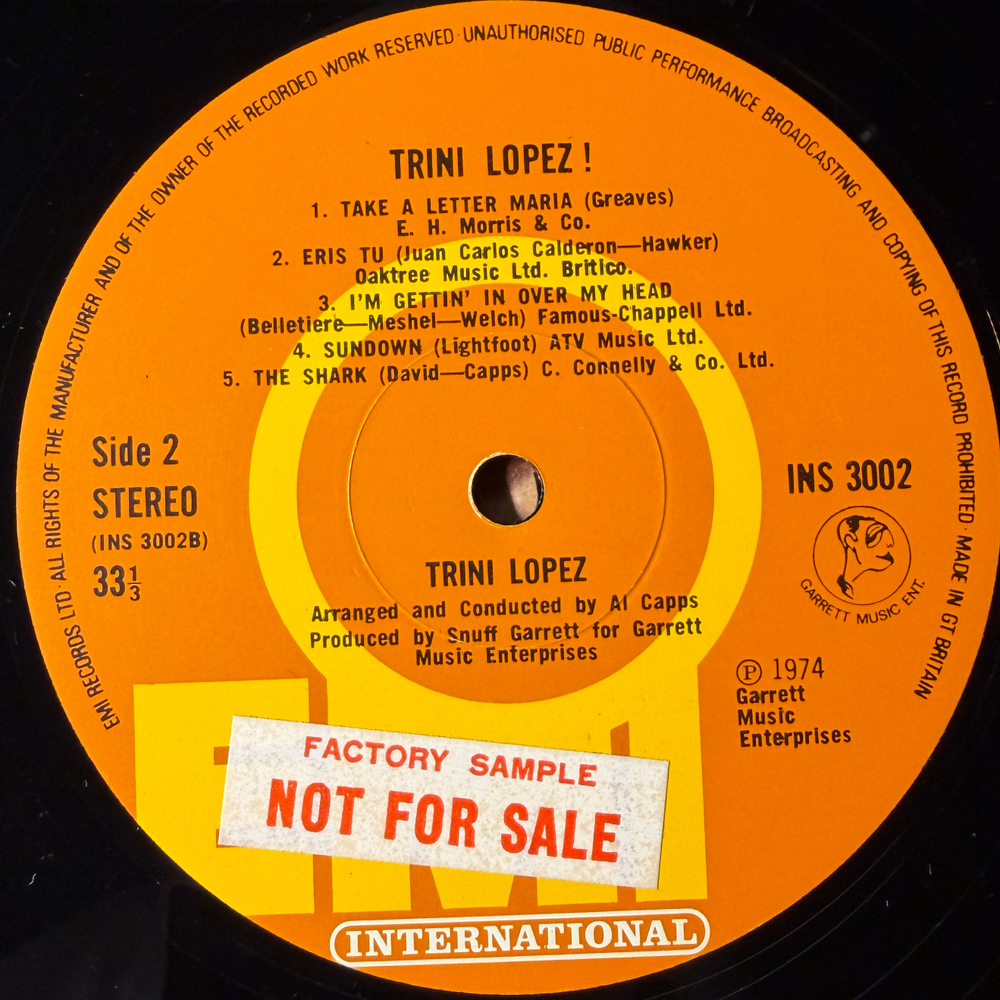 Trini Lopez ‎– Trini Lopez (Англия 1974г.) Promo