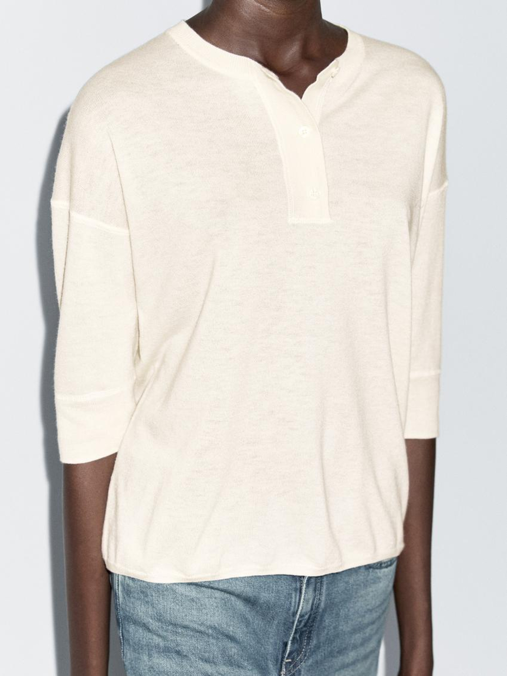 Massimo Dutti Свитер из смесовой шерсти, кремовый