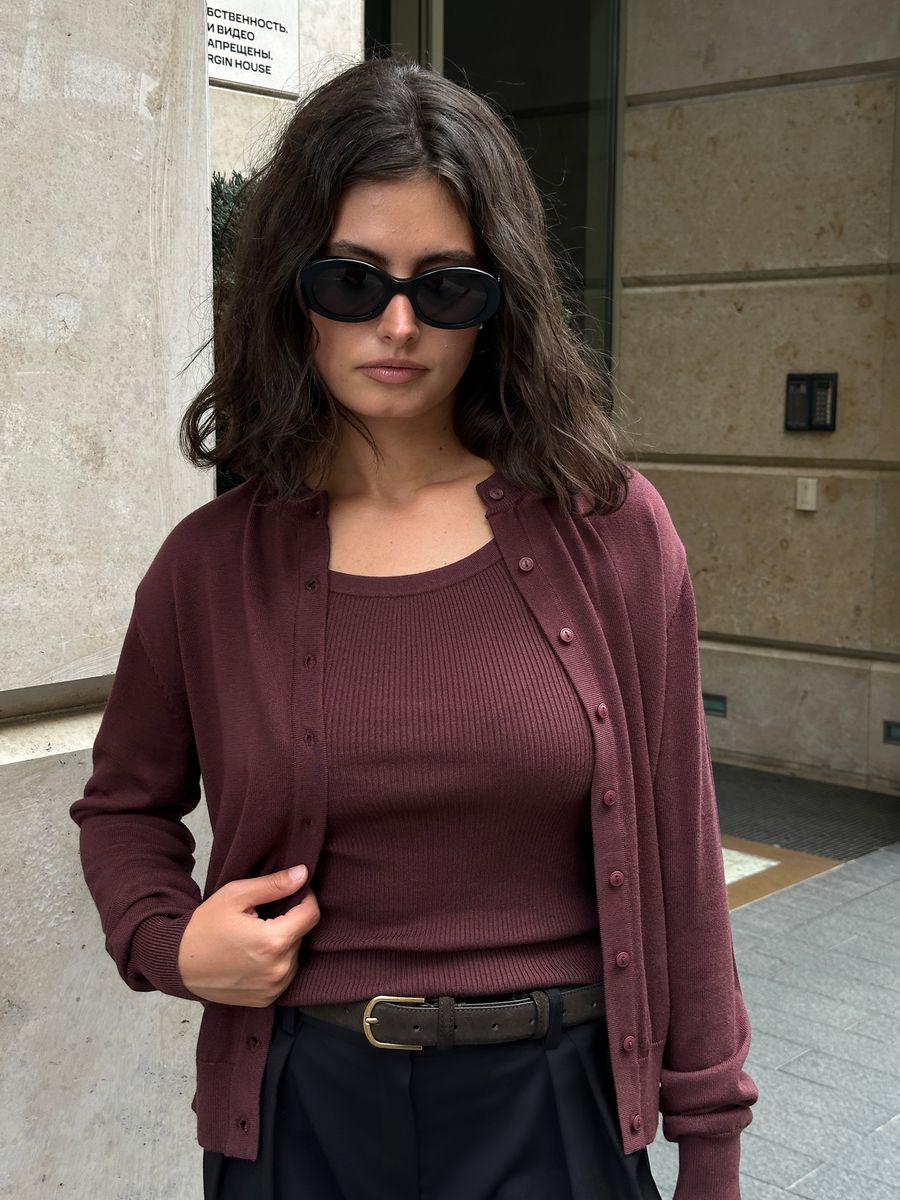 Майка из вискозы с шерстью бордовая