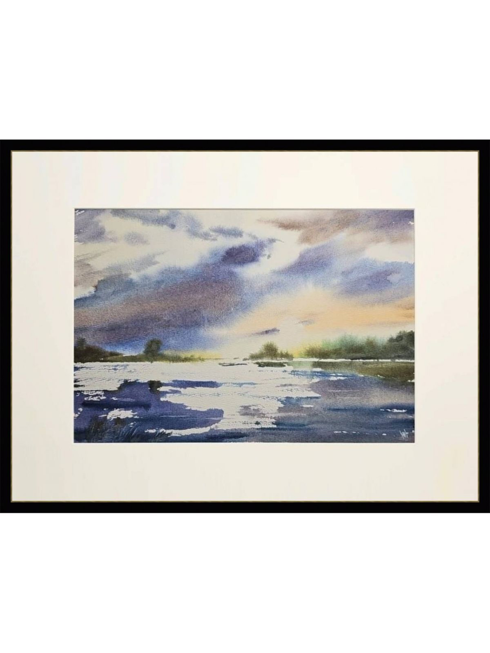 Картина авторская акварельная в паспарту 30х40 см на стену для интерьера "Отражающая свет..."