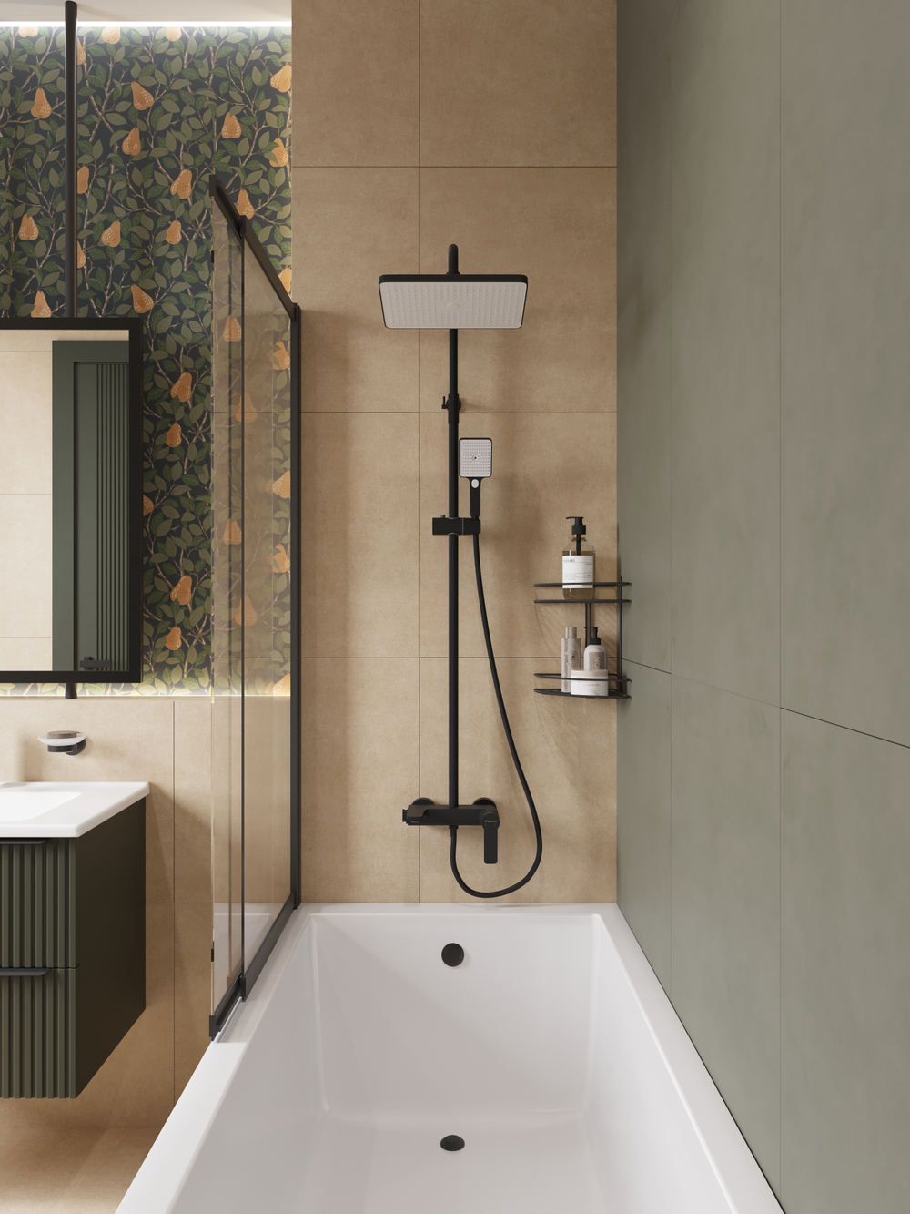 Полка для душа DIWO Смоленск П16146 угловая, подвесная, черный муар