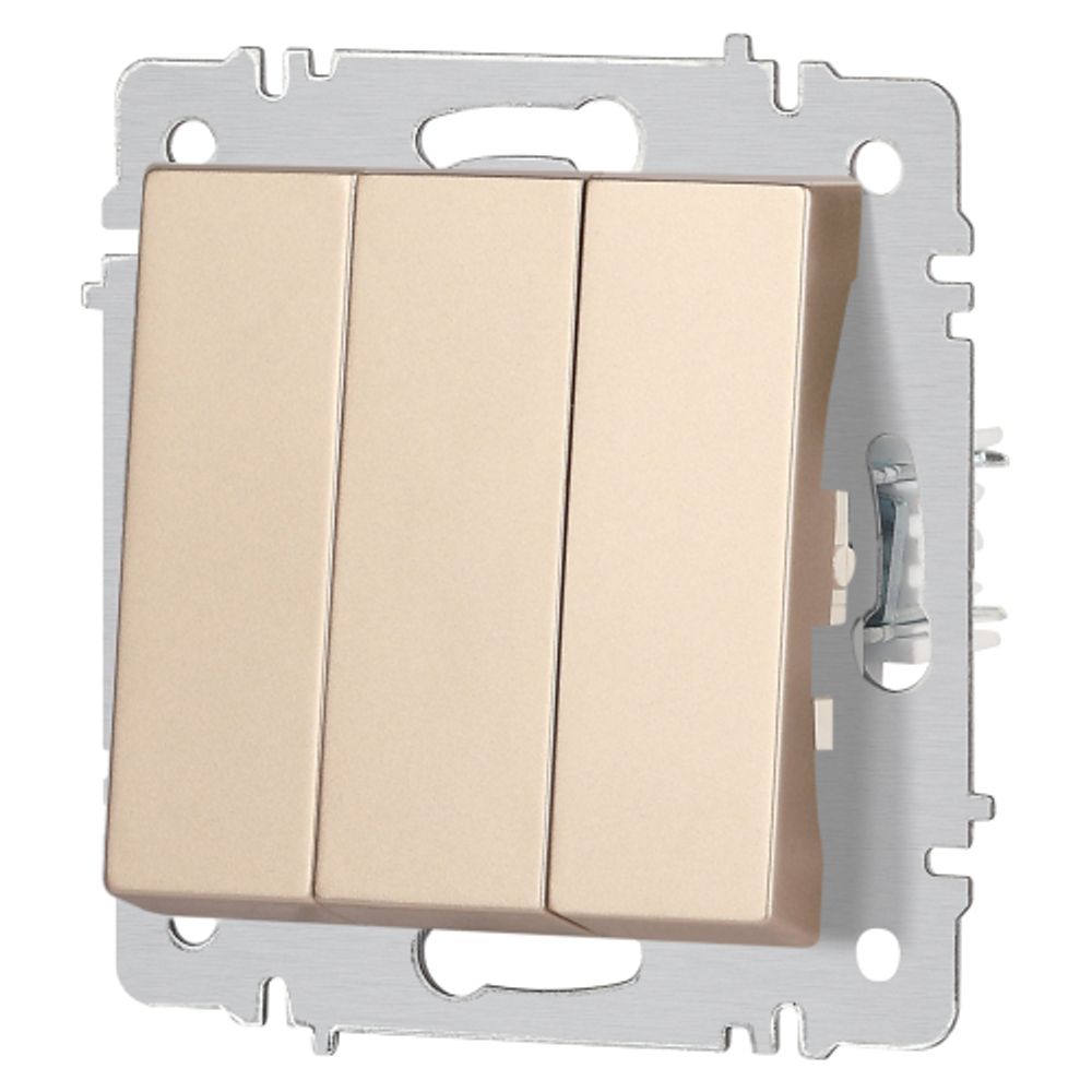 Выключатель Intro Accent 6-106-04 тройной, 10А-250В, IP20, СУ, AL/CU, шампань | Intro