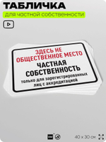 Табличка для частной территории "Здесь не общественное место, частная собственность", на дом, для участка, организаций, предупреждающая, 40х30 см, Silver Plane x Айдентика Технолоджи