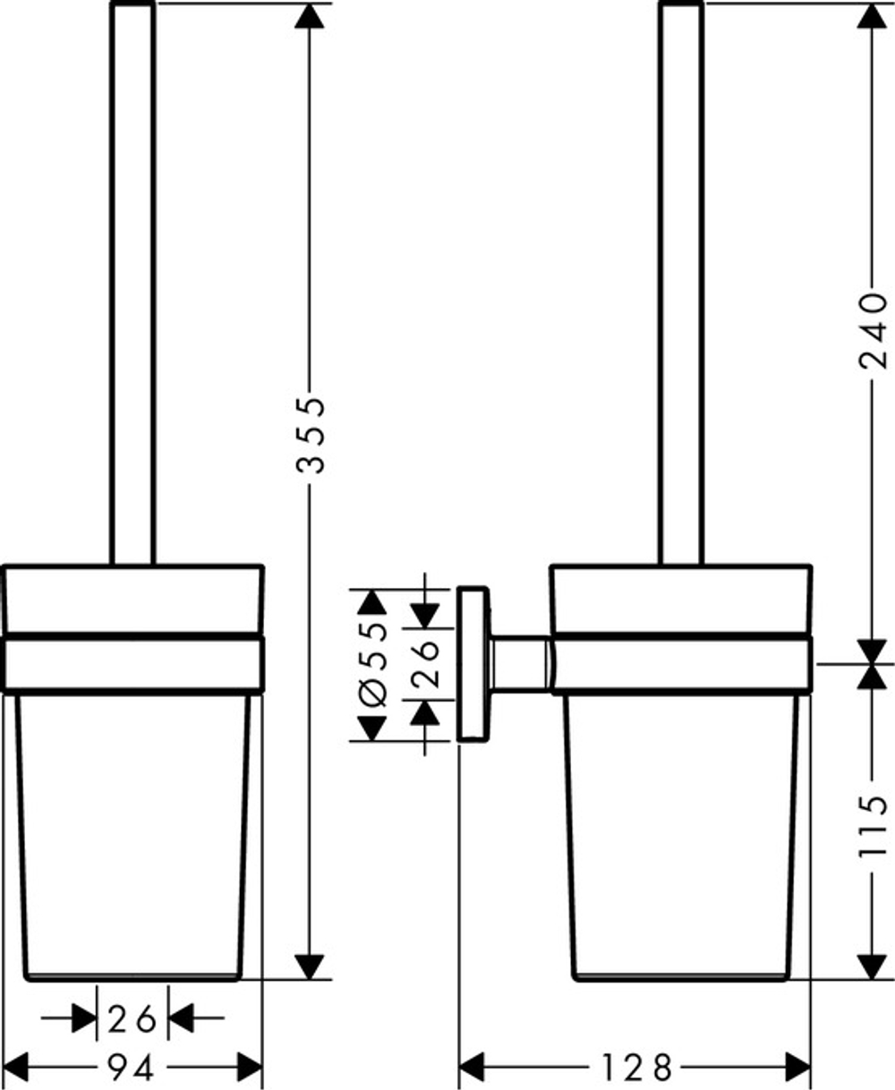 Ёрш для унитаза Hansgrohe Logis Universal с держателем,стекло, хром (41722000)