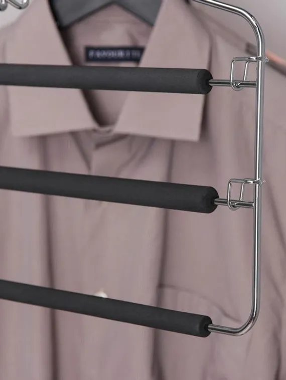 Вешалка для одежды антискользящая 3-х уровневая SAVANNA, 37×31 см, металл / полиуретан, цвет чёрный