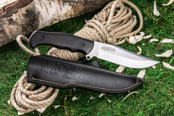 Нож Kizlyar Supreme CASPIAN D2 SW HBH LS (StoneWash, HornBeam Handle, Leather Sheath)