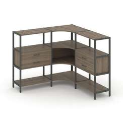 Shelf System Трехсекционный угловой стеллаж трехярусный с ящиками SN.STMU-331 Вяз Благородный/Металл