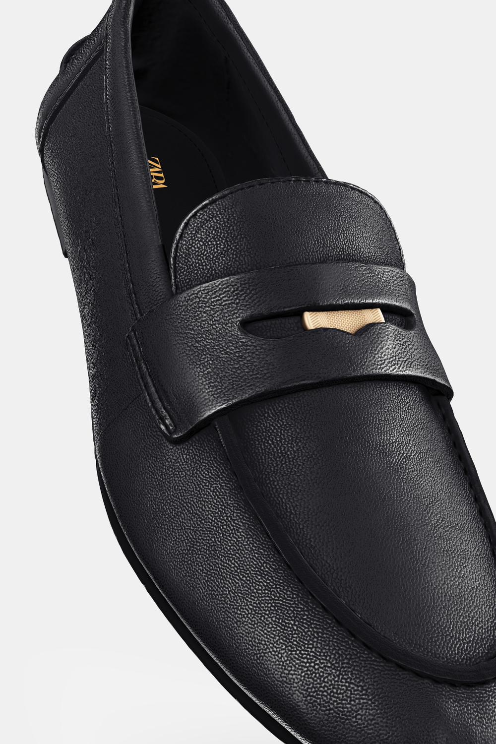 ZARA КОЖАНЫЕ ЛОФЕРЫ PENNY, ЧЕРНЫЙ