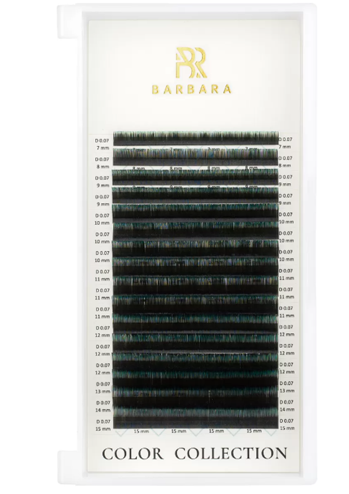 Голубые бирюзовые Омбре ресницы Barbara MIX - 16 линий