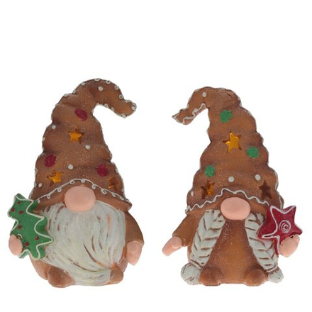 GAEM Фигурка декоративная с подсветкой "Пряничный Гном", L13 W8,5 H19,5 см, 2в. (LR44 2 шт)