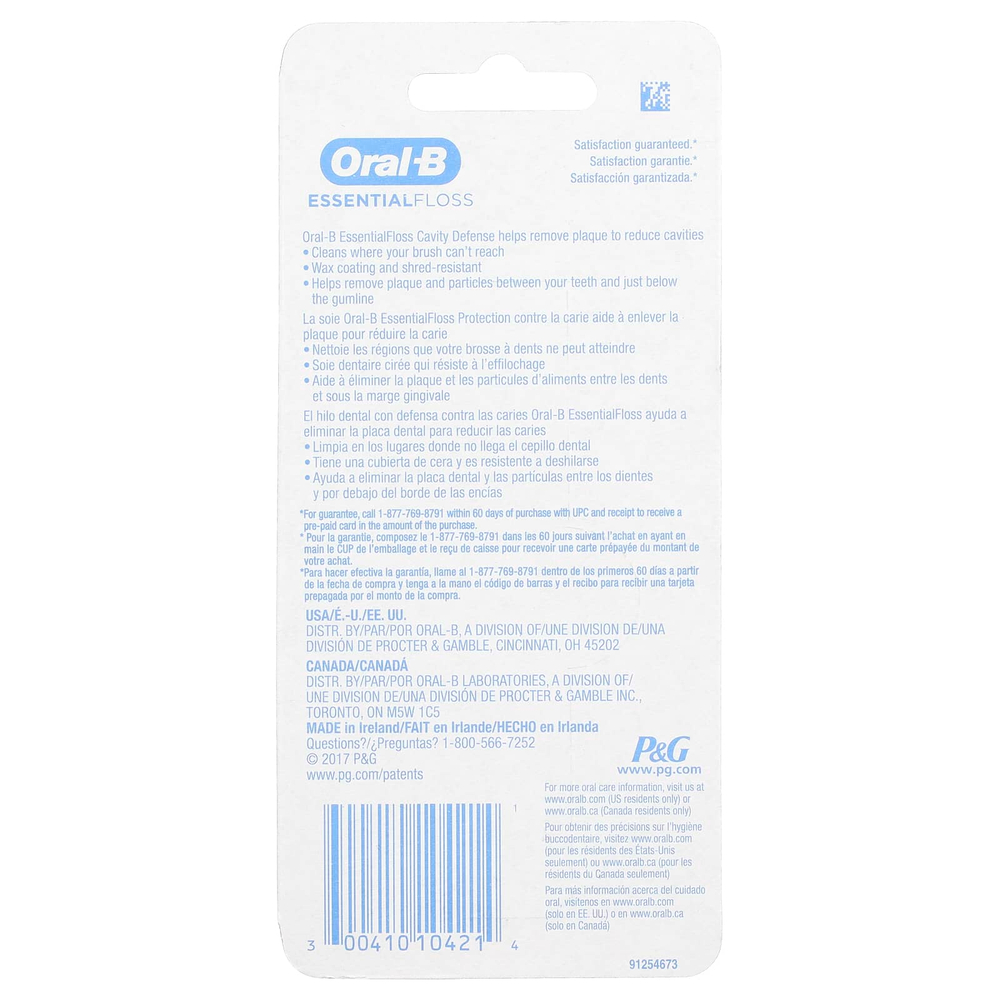 Oral-B, EssentialFloss ™, недорогая упаковка, мята, 2 шт., 50 м (54 ярда)