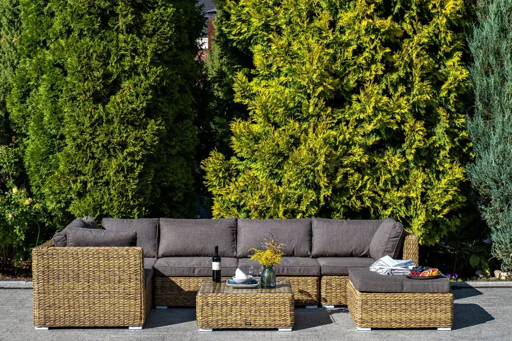 "Лунго" трансформирующаяся лаунж-зона из искусственного ротанга (гиацинт), цвет соломенный