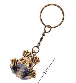AM-3608 Брелок «Лягушка Амазонская» (латунь, янтарь)