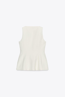 ZARA ЖИЛЕТ-БЮСТЬЕ НА МОЛНИИ, ЭКРЮ