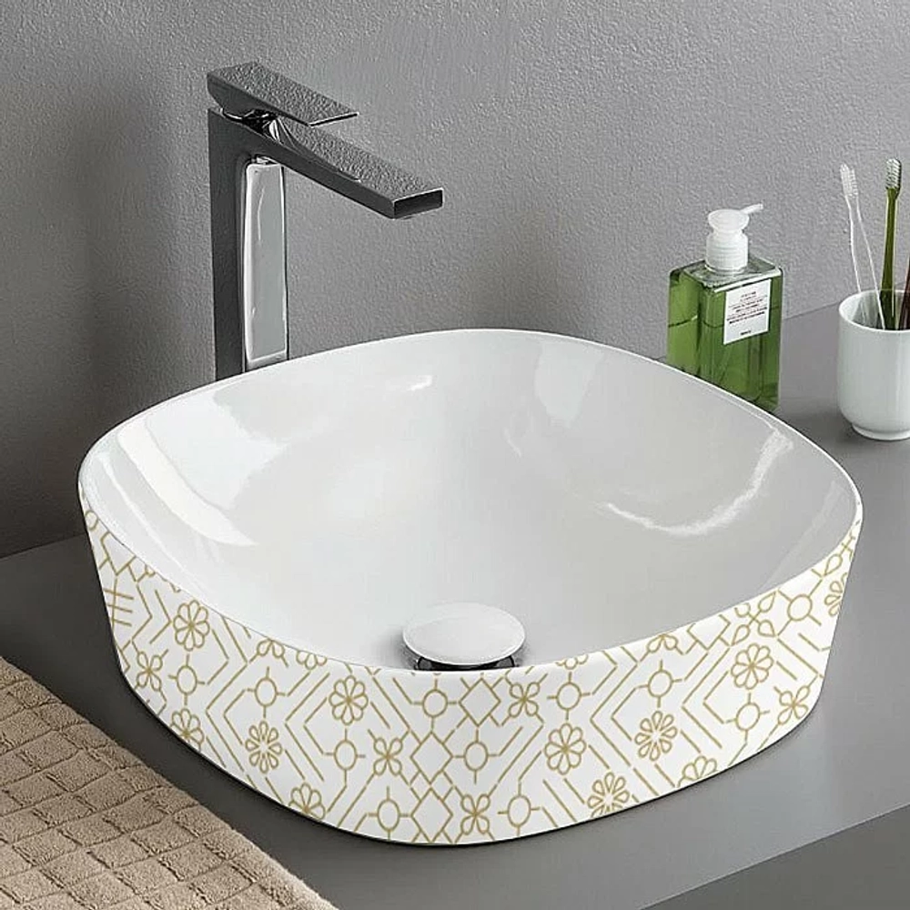 Раковина накладная Artceram Ghost 41.5 GHL001 01 90 белая с декором El moro