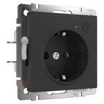 Умная встраиваемая розетка с заземлением с защитными шторками (черный матовый)