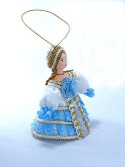 Фарфоровая кукла-подвеска Дама. Сувенир ручной работы