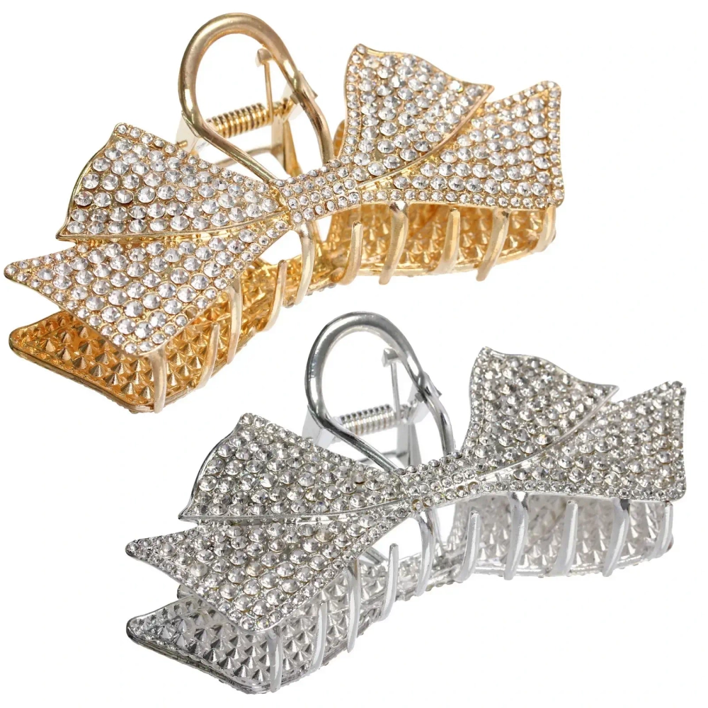 Заколка-краб для волос «AKS - DesignPRO», бантик, цвет золото и хром, 11.5*5см