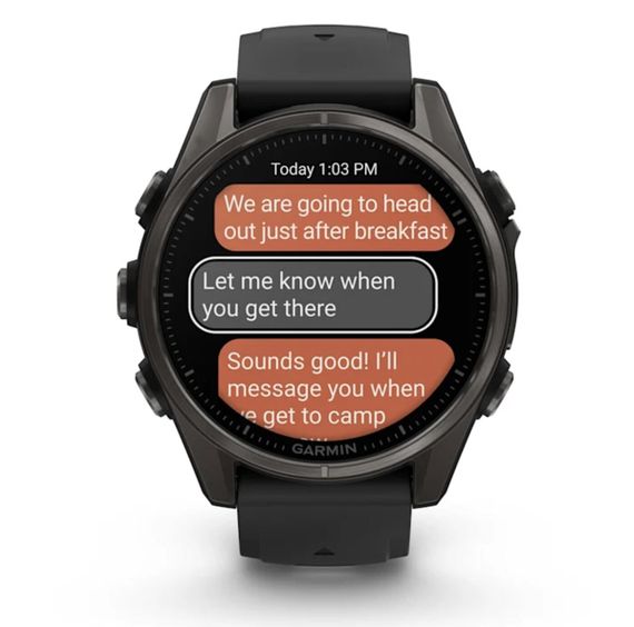 Умные часы Garmin Fenix 8, 43 мм, AMOLED, Sapphire Carbon Gray DLC Titanium with black/pebble gray silicone band