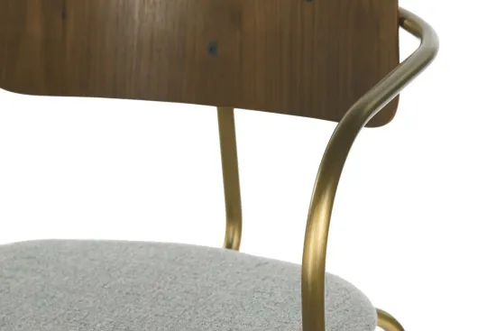 Обеденный стул Gloster металлический каркас, серая ткань и деревянная спинка