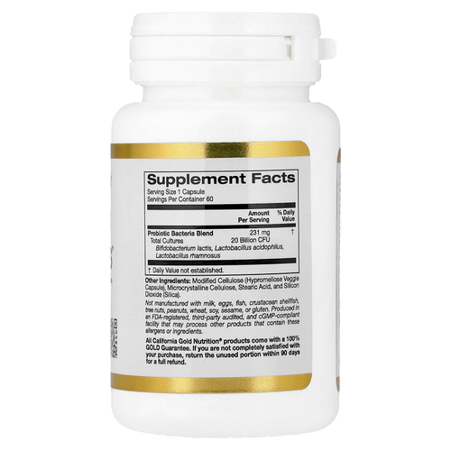 California Gold Nutrition, пробиотики для женщин, со смесью пробиотических бактерий, бифидобактериями лактис, ацидофильными лактобактериями и лактобактериями рамнозус, 20 млрд КОЕ, 60 растительных капсул