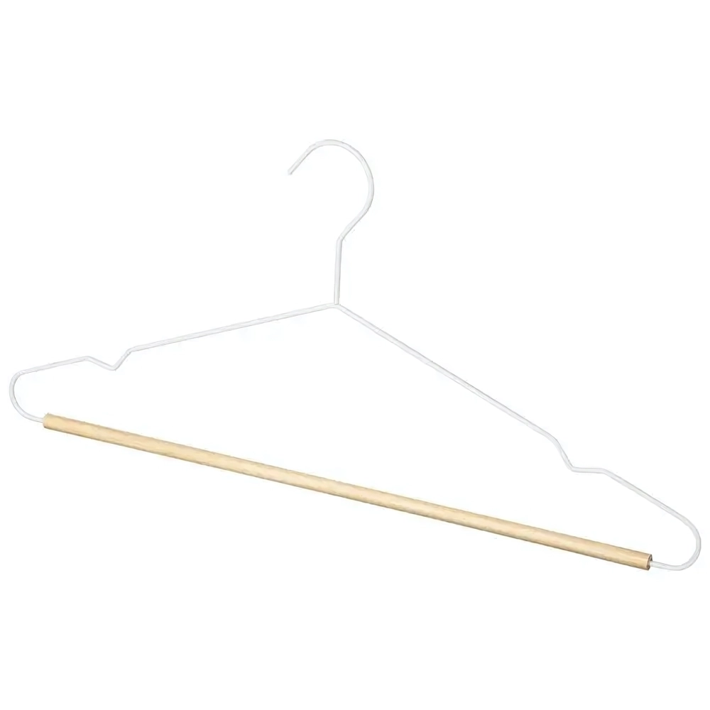 Вешалка металлическая с деревянной перекладиной Винтаж, цвет белый