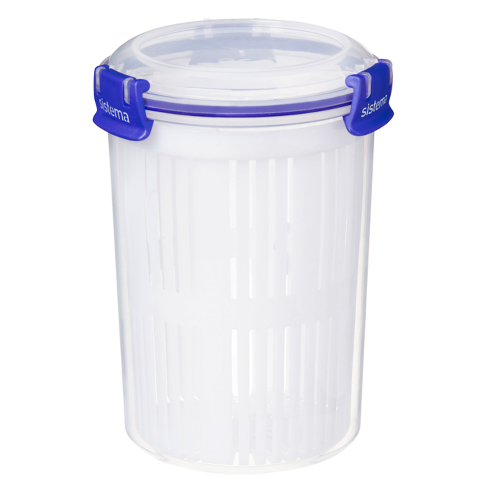 Контейнер круглый 1л Sistema Klip It+ синий