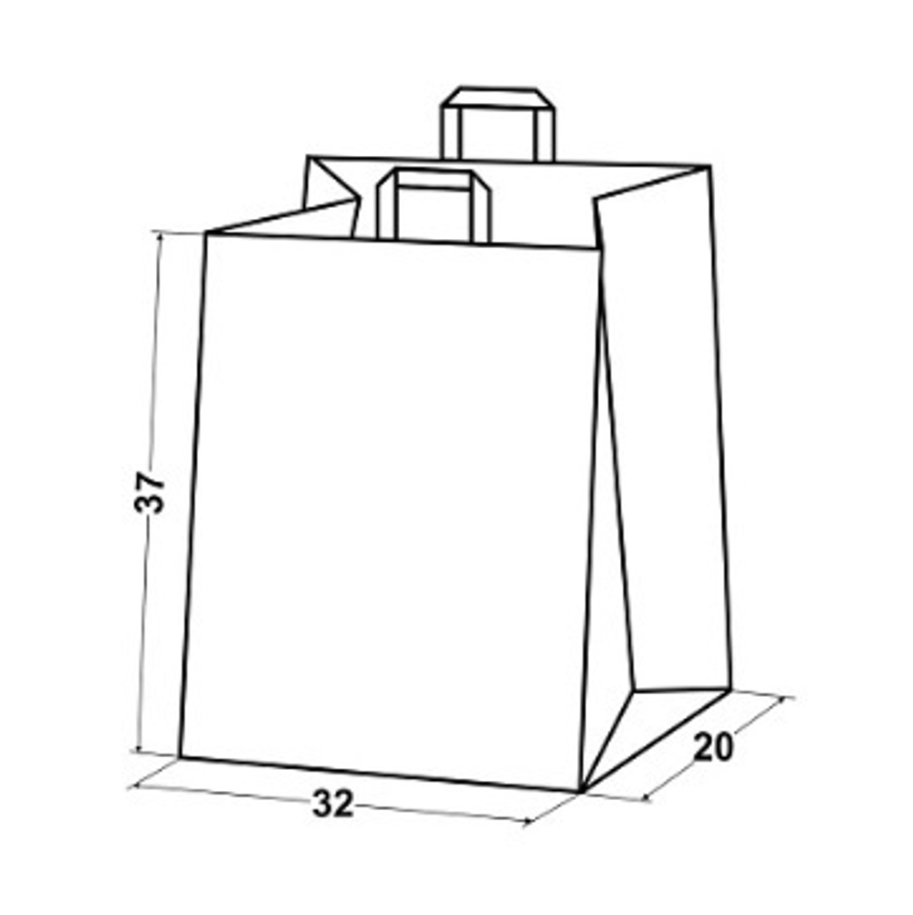 Крафт пакеты с плоскими ручками 37х32х20см 80гр/м белые (1/200шт)