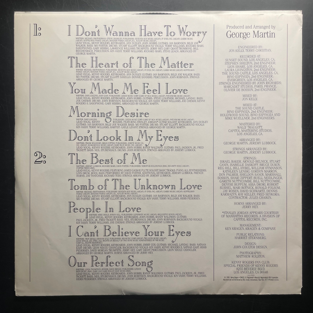 Kenny Rogers ‎– The Heart Of The Matter (США 1985г.)