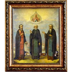 Зосима, Савватий и Герман Соловецкие преподобные. Икона на холсте.
